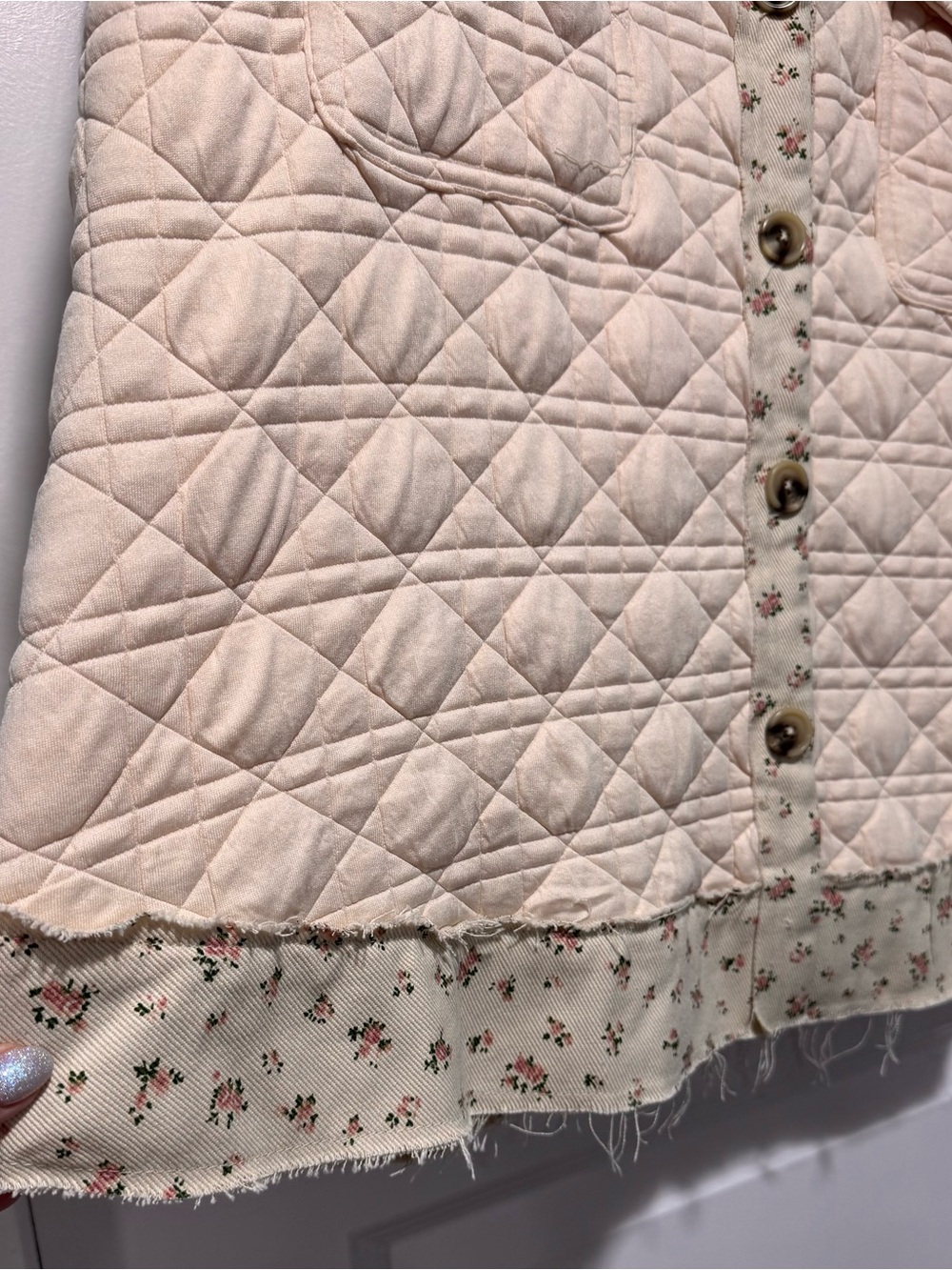 New In Quilted Floral-Trim Puffer Jacket in Blush - Picture 7 of 14